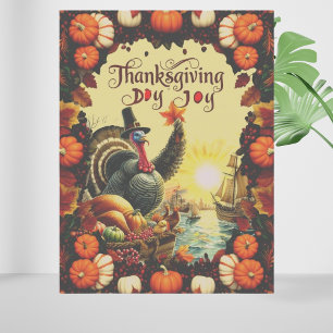 Vintage Türkei Erntedank Day Joy Feiertagspostkarte
