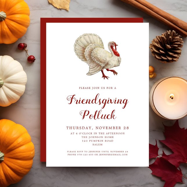Vintage Türkei Friendsgiving Potluck Einladung (Vintage Turkey Friendsgiving Potluck Invitation)