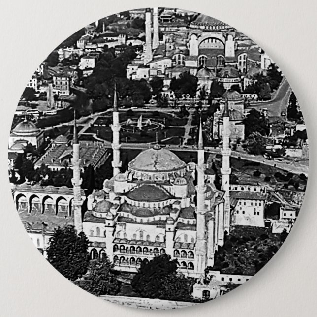 Vintage Türkei Istanbul blaue Moschee Überblick 19 Button (Vorderseite)