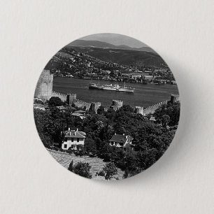 Vintage Türkei Istanbul Bosporus Festung Leinwand Button