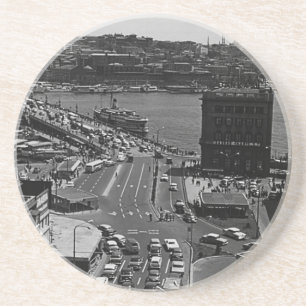 Vintage Türkei Istanbul Karakoy Galata Brücke 1970 Untersetzer