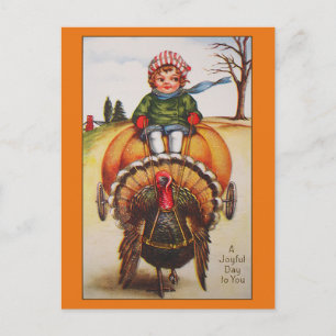 Vintage Turkey Day Illustration Feiertagspostkarte
