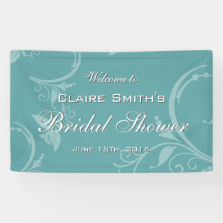 Vintage Türkis Blumen Hochzeitsdusche Begrüßung Banner