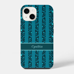 Vintage Türkis Faux-Tapetenstreifen iPhone 14 Hülle