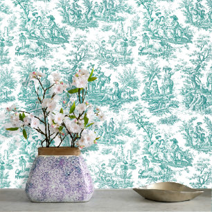 Vintage Türkis Klassisches Blumenmuster Tapete