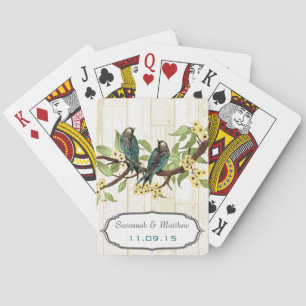 Vintage Türkis Liebesvogel Hochzeitsgeschenk Spiel Spielkarten