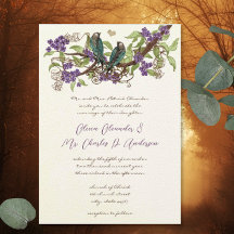 Vintage Türkis Liebesvogel Lila Blüten Hochzeit