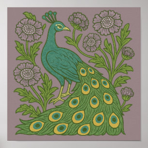Vintage Türkis Pfau Poster
