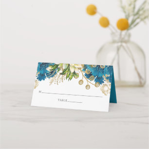 Vintage Türkis und Gold Shabby Florale Hochzeit Platzkarte