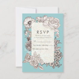 Vintage türkisblaue Hochzeit - RSVP Antwort I Einladung