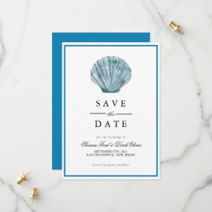 Vintage Türkisblaue Muschel-Hochzeit Save The Date