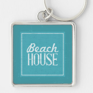 Vintage Türkisblaues Strandhaus Schlüsselanhänger