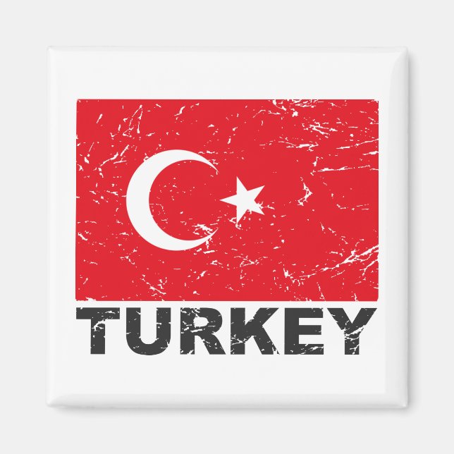 Vintage türkische Flagge Magnet (Vorne)