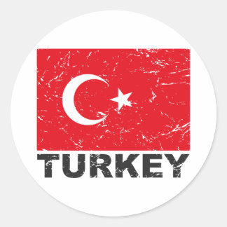 Vintage türkische Flagge Runder Aufkleber