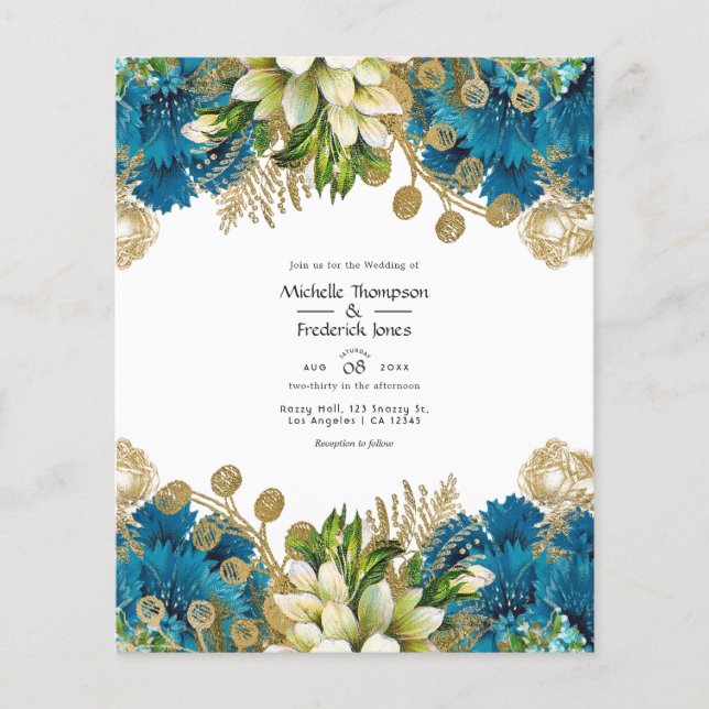 Vintage türkisfarbene Hochzeit und Goldmedaille Flyer (Vorne)