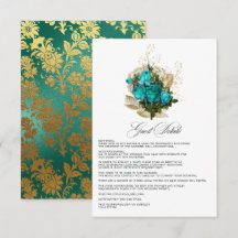 Vintage türkisfarbene und goldene Hochzeitsgäste D