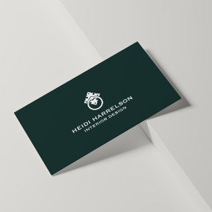 Vintage-Türklopfer-Logo Dunkelgrün Immobilienmakle Visitenkarte