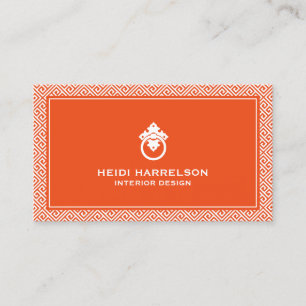 Vintage-Türklopfer-Logo Orange Grenze Visitenkarte