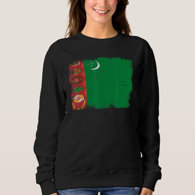 Vintage Turkmenistan Flag Turkmen Independence Day Sweatshirt (Vorderseite)