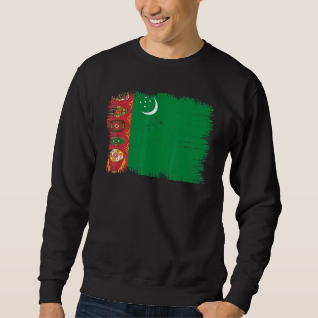 Vintage Turkmenistan Flag Turkmen Independence Day Sweatshirt (Vorderseite)
