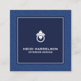 Vintage Türknopfmarkierung - blaue Grenze Quadratische Visitenkarte
