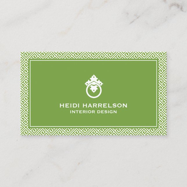 Vintage Türknopfmarkierung - grüne Grenze Visitenkarte (Vorderseite)