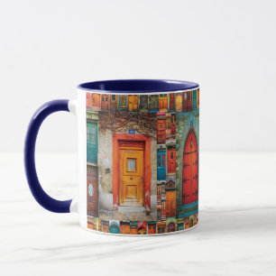 Vintage-Türkunst-Kollage Orange Blau Rot Tasse
