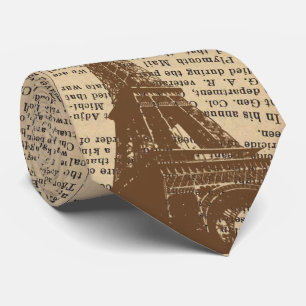 Vintage Turm-alte Zeitung Paris Eiffel Krawatte