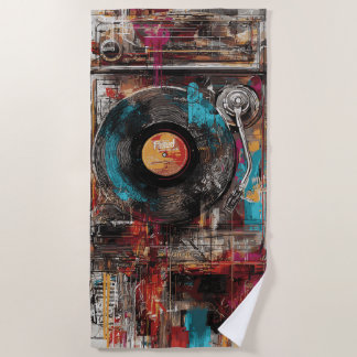 Vintage Turntable Street Art Vinyl Record  Strandtuch