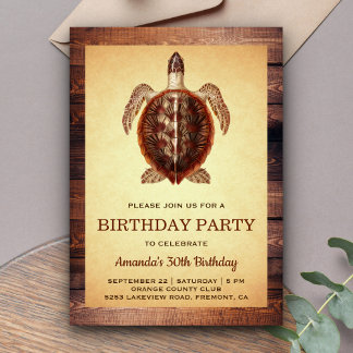 Vintage Turtle Erwachsene Geburtstagsparty Einladu Einladung