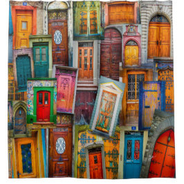 Vintage Türverkleidung Muster bunt Duschvorhang