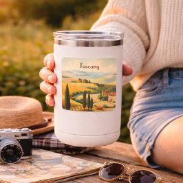 Vintage Tuscany Italy Countryside Landscape Quadratischer Aufkleber