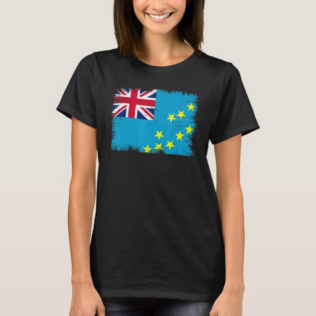 Vintage Tuvalu Flag Tuvaluan Independence Day T-Shirt (Vorderseite)