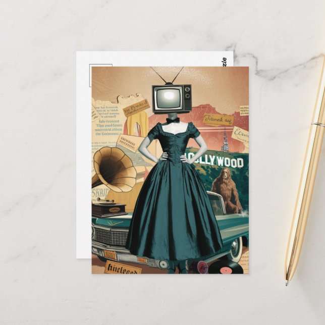 Vintage TV-Frau Postkarte (Vorderseite/Rückseite Beispiel)