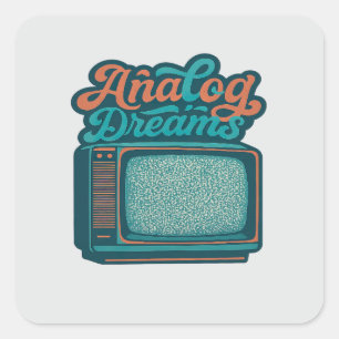 📺Vintage-TV Retro-Art – "Analoge Träume" Grafik Quadratischer Aufkleber