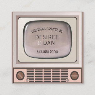 Vintage TV-Set-Visitenkarte Quadratische Visitenkarte