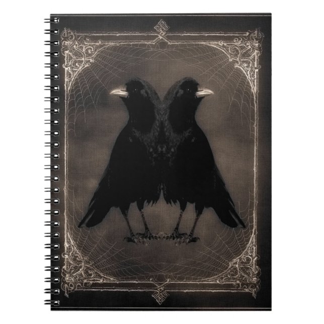 Vintage Twin Crows Notizblock (Vorderseite)