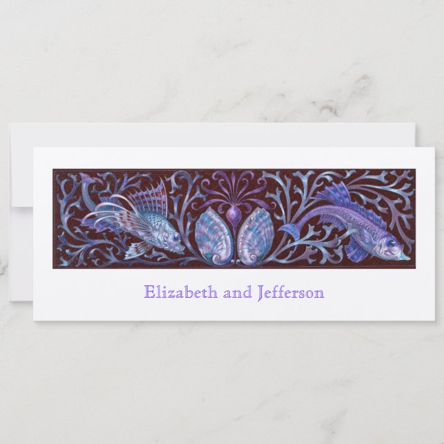 Vintage Twin Fishing - Modern Wedding Einladung (Vorderseite)