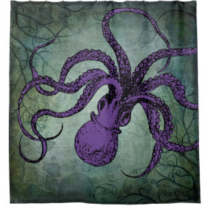 Vintage Twisty Krake (lila) Duschvorhang