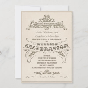 Vintage Typografie alterte Design Hochzeitseinladu Einladung