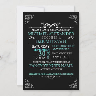 Vintage Typografie Bar-Bat Mitzvah 12x18 Einladung