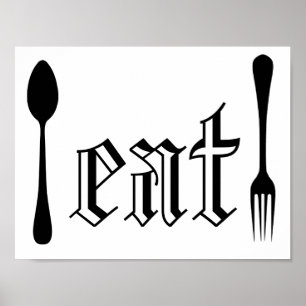 Vintage-Typografie-Besteck-Illustration Essen Poster