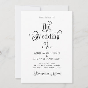 Vintage Typografie Black & White QR Code Hochzeit Einladung