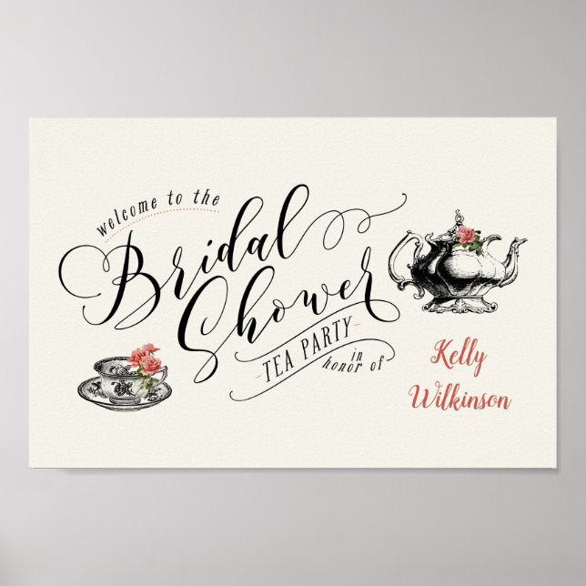 Vintage Typografie Brautparty Tee Party Poster (Vorne)