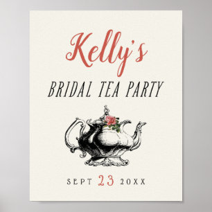 Vintage Typografie Brautparty Tee Party Zeichen Poster