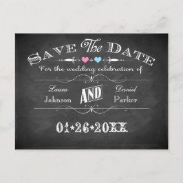 Vintage Typografie-Chalkboard-Save the Date-Karte Ankündigungspostkarte