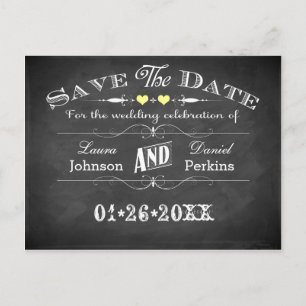 Vintage Typografie-Chalkboard-Save the Date-Karte Ankündigungspostkarte