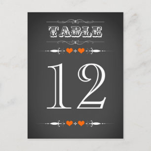 Vintage Typografie-Chalkboard-Tischnummer Postkarte