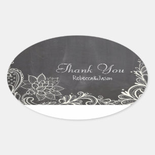 Vintage Typografie Chalkboard Wedding danke Ovaler Aufkleber