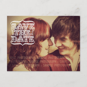 Vintage-Typografie-Foto-Save-the-Date-Postkarte Ankündigungspostkarte